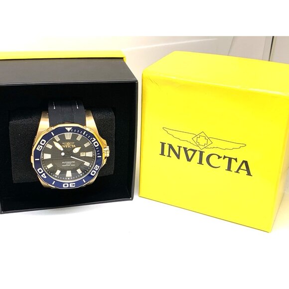 Invicta Men's Watch 30505 Pro Diver Automatic Black Dial Blue Bezel Rubber Band - Picture 3 of 15